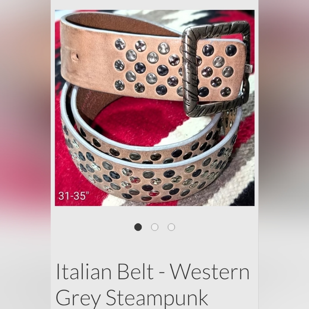 Italian Studded Tan Leather Belt